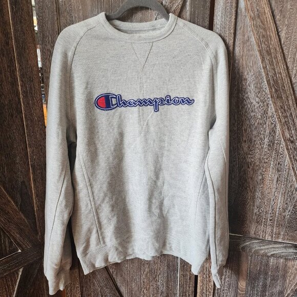 Champion Authentic Athletic Apparel Size Medium Gray Crew Neck Logo Sweatshirt - Picture 1 of 10
